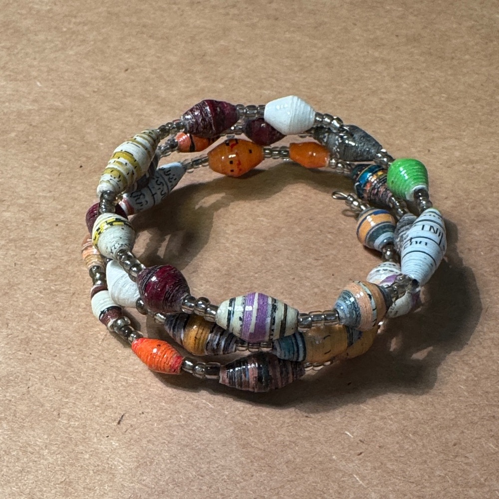 Colorful Paper Bead Wrap Bracelet